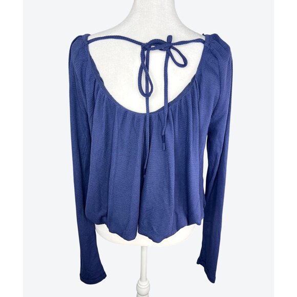 Free People Womens Bondi Thermal Long Sleeve Blouson True Blue Medium - Picture 11 of 16